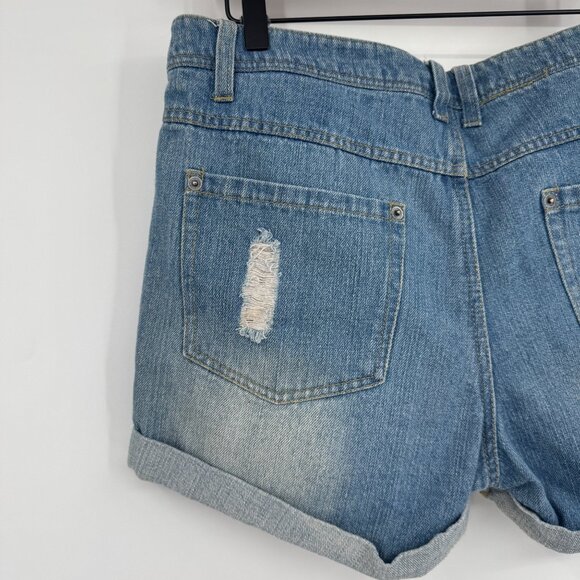 Women Juniors Jeans Shorts size 9 Seventeen American Flag Distressed Cuffed patr - Picture 8 of 10